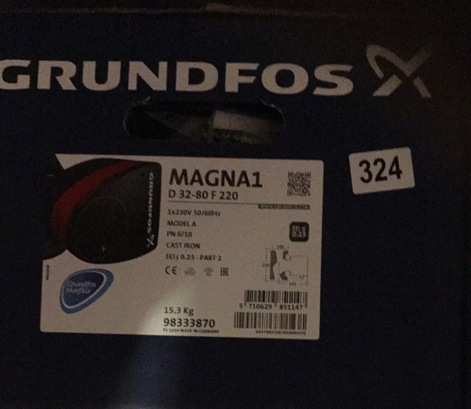Grundfos Magna1 D 32-80F 98333870 220mm Twin-Head Flanged Circulating Pump #324