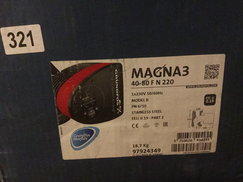 Grundfos Magna3 40-80 F N (220) 97924349 Variable Speed stainless Hot Water Circulator Pump #155