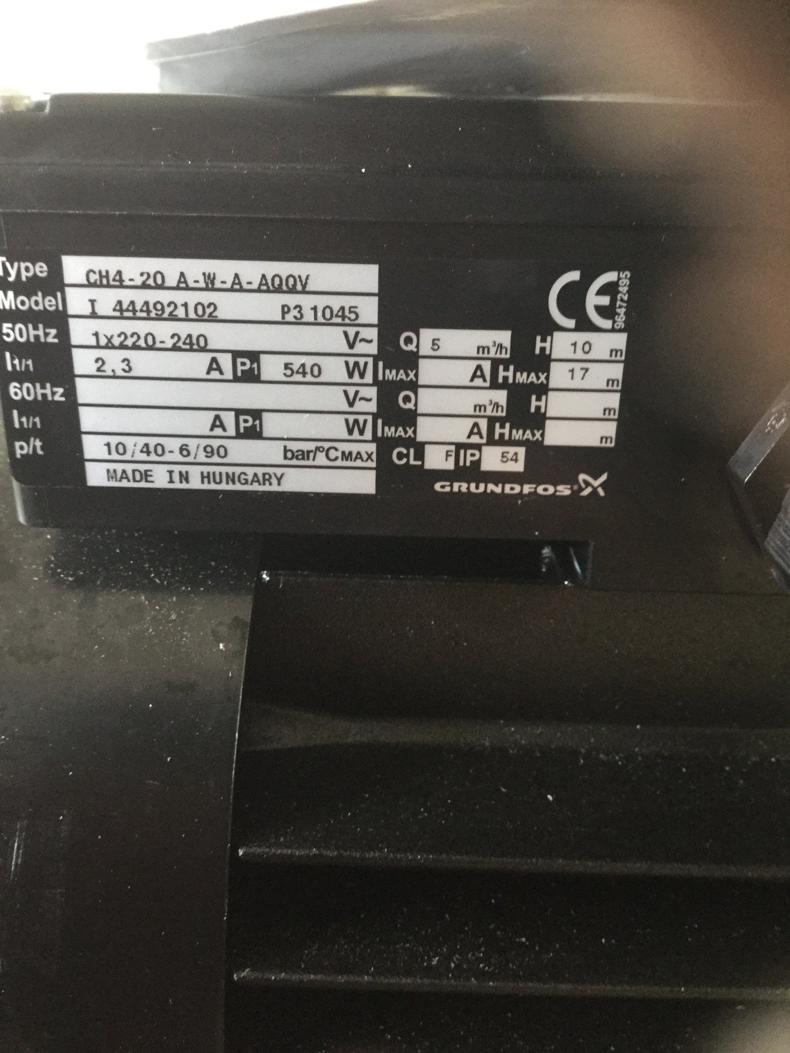Grundfos CH4 20 Horizontal Multistage Pump 240v #280