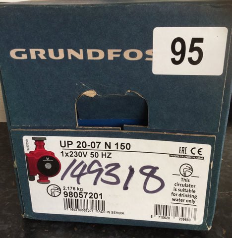 Grundfos Pump UP 20-07 N 150 Hot water circulator pump 20mm Stainless Steel 59640506 #86