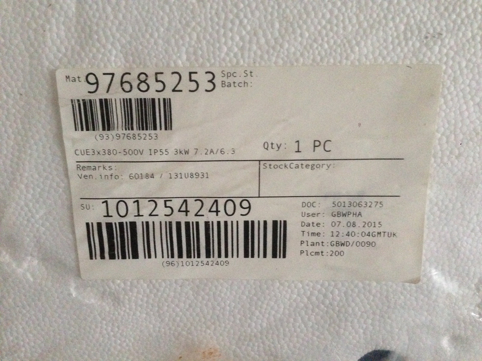 Grundfos Inverter Invertor CUE 3X380-500V IP55 3KW 7.2A/6 Variable Speed Drive 97685253