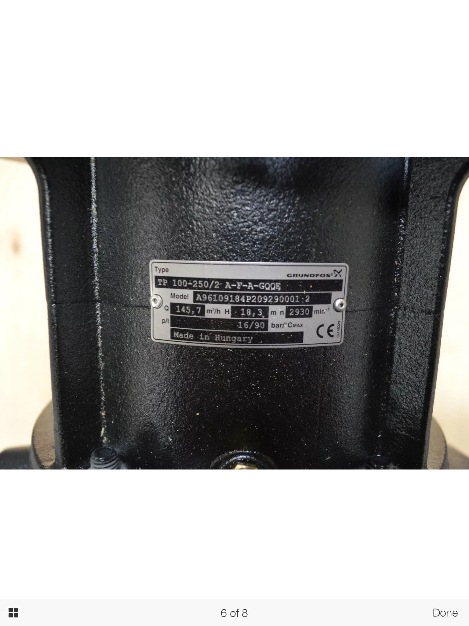 Grundfos TP 100-250/2 A F A BAQE 11kW Single Stage Single Head In Line 2 Pole 415V (96109176)