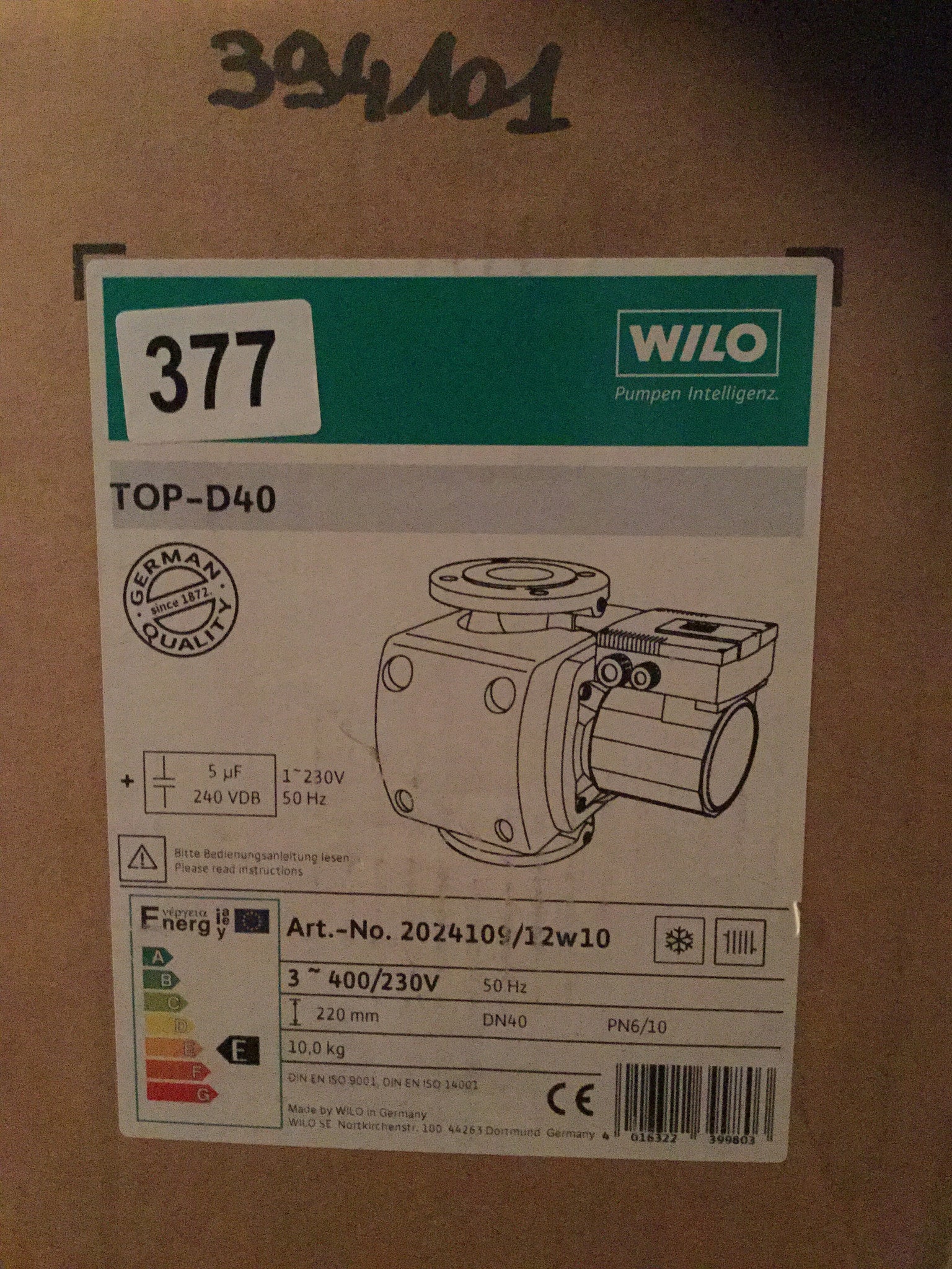 Wilo Top D40 415v/240v Heating Circulator Pump 220 2024109 DN40 #377
