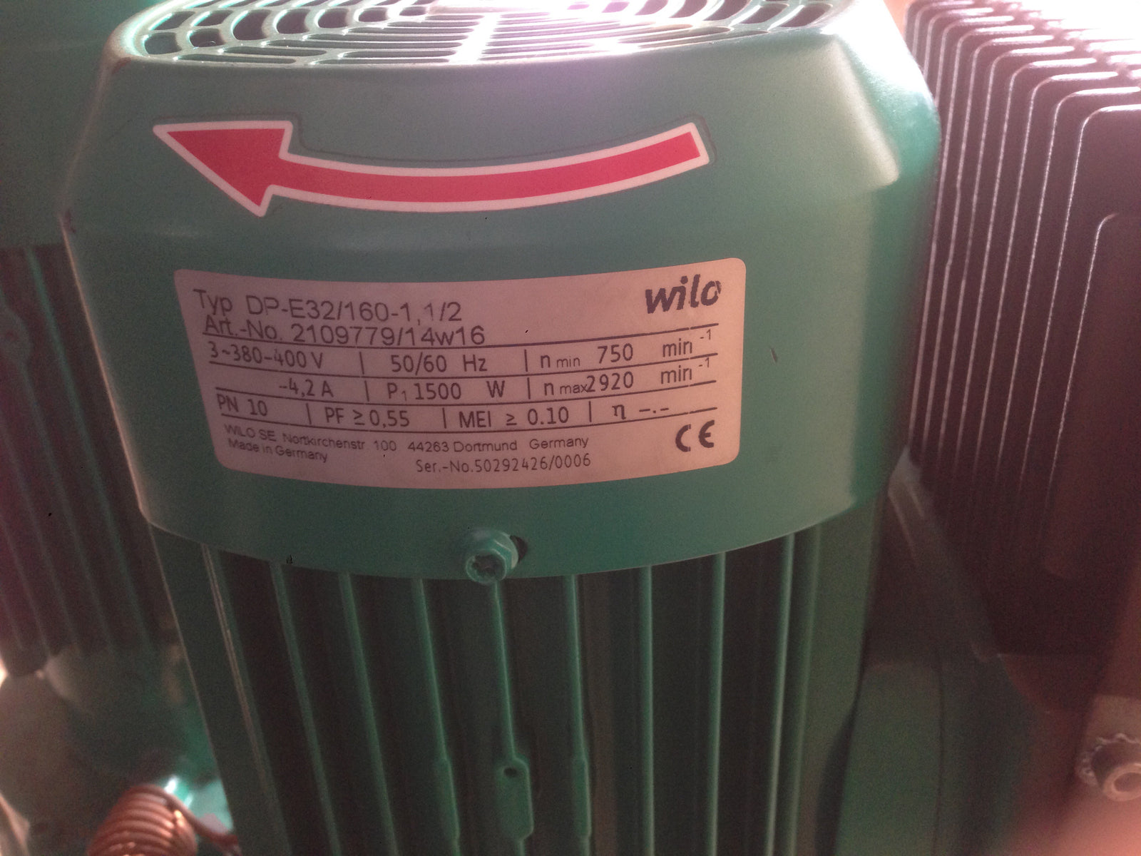 Wilo VeroTwin DP-E 32/160-1.1/2 2109779 Dn32 In Line Pump 415v #583