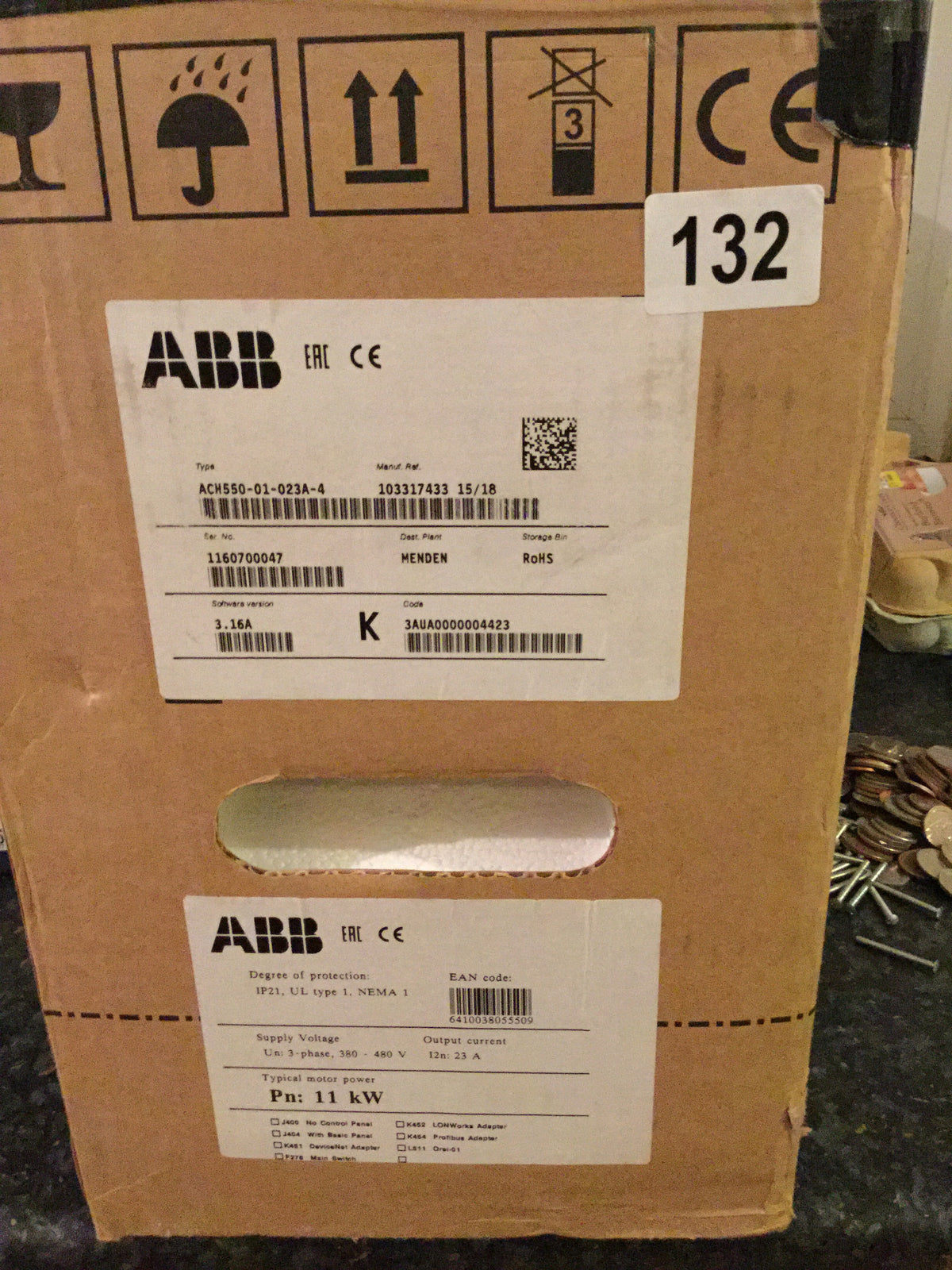 Asea Brown Boveri ABB ACH550-01-023A-4 Inverter HVAC Variable Drive 11kw