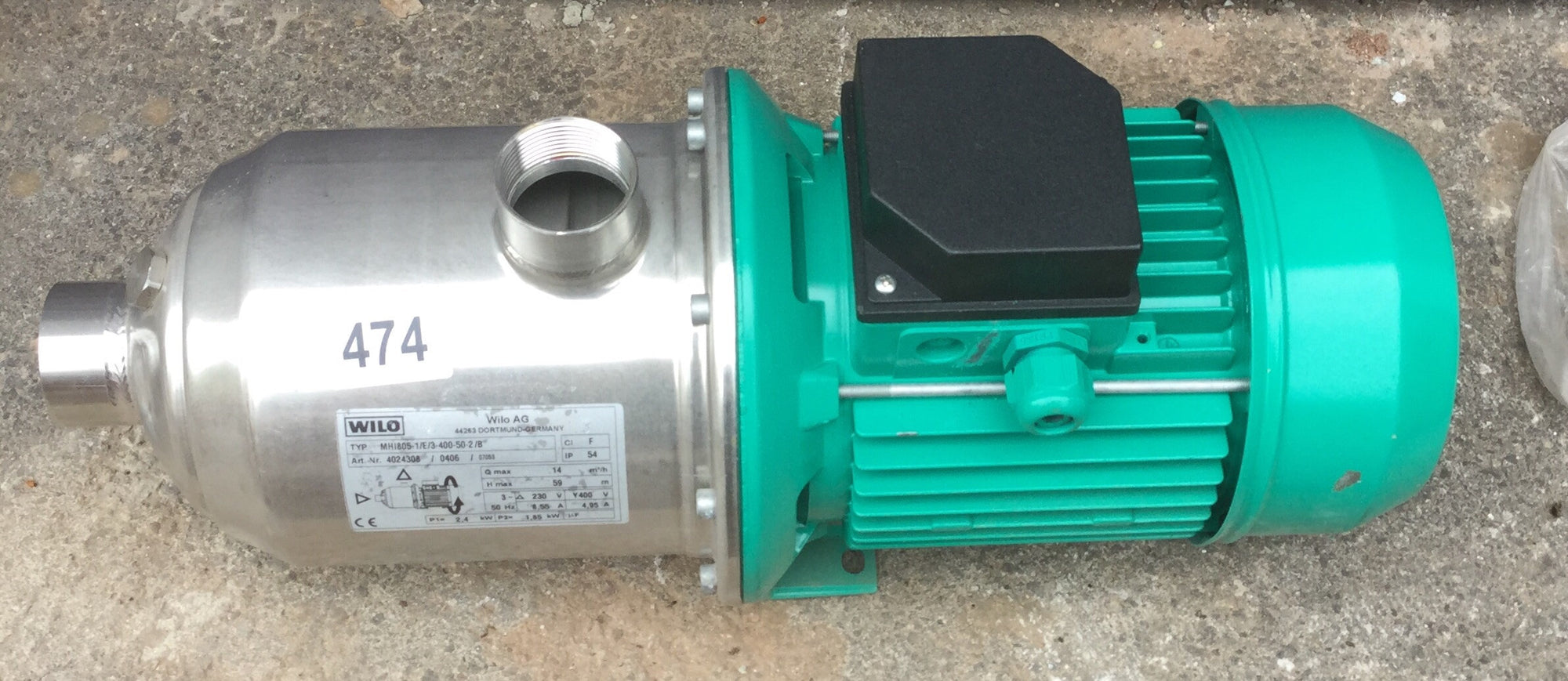 Wilo MHE 805-1/E/3-400-50 4024308 Stainless horizontal multistage pump 415v #474