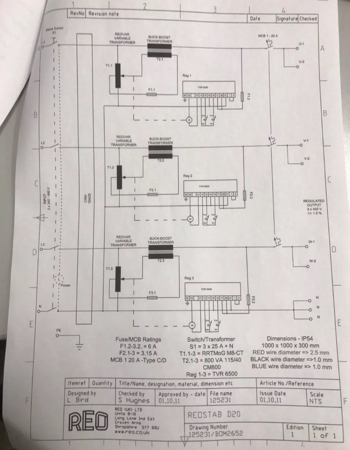 REO uk Three Phase Voltage Stabiliser REOSTAB D11 11KVA