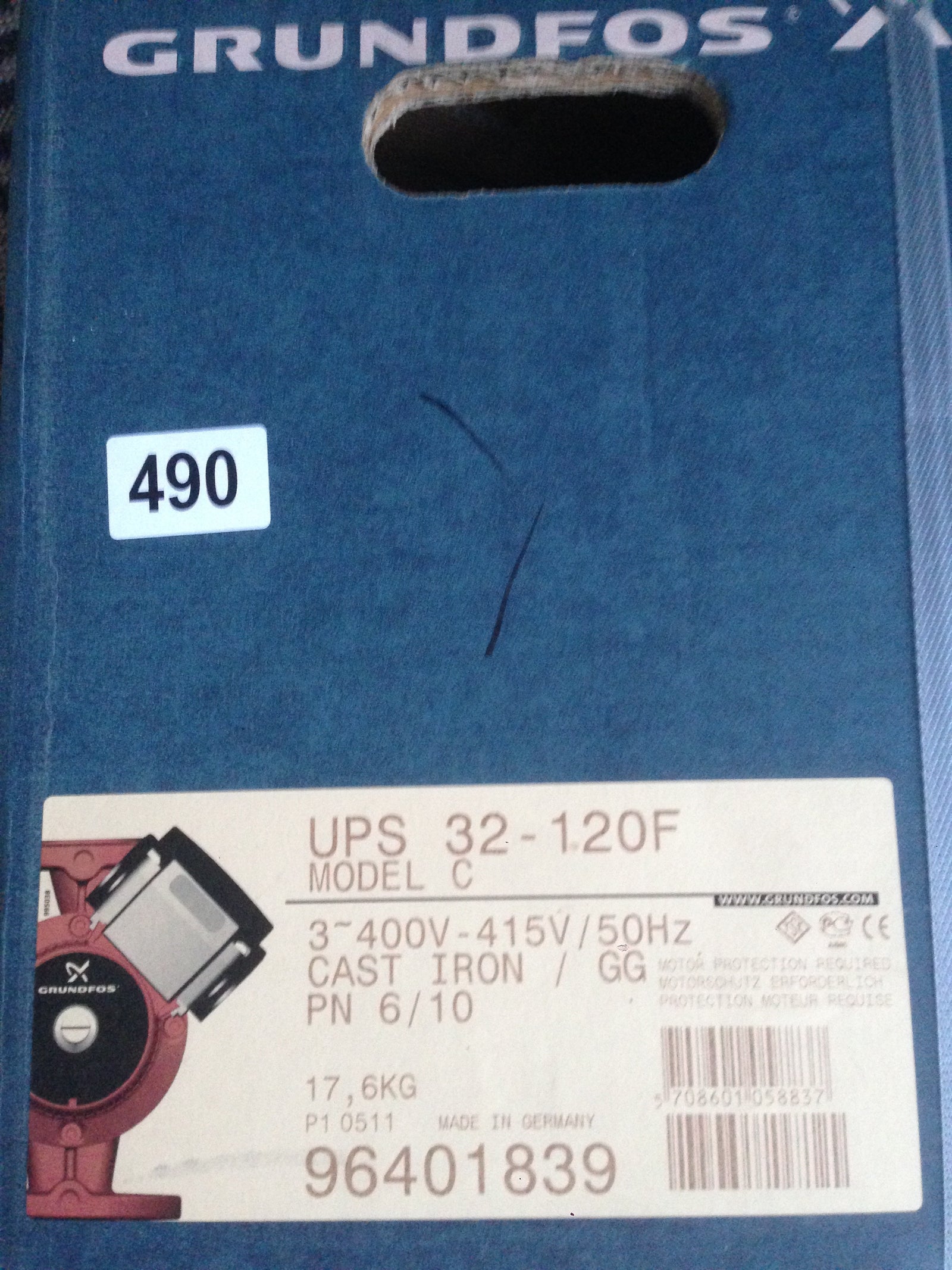 GRUNDFOS UPS 32-120 F 220 MODEL C 415V 96401839 PUMP Heating Circulator #490