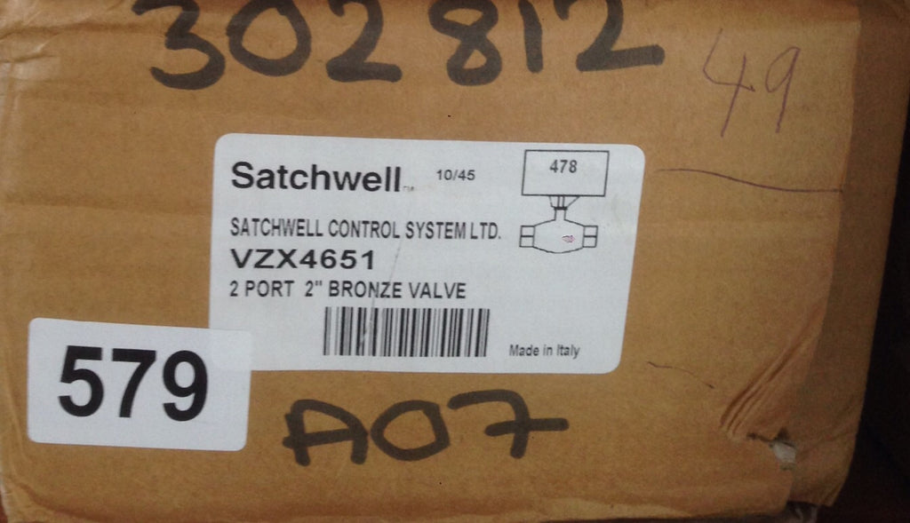 Satchwell Schneider VZX 4651 2 Port Low Pressure 2" Hot Water Valve Bronze #579