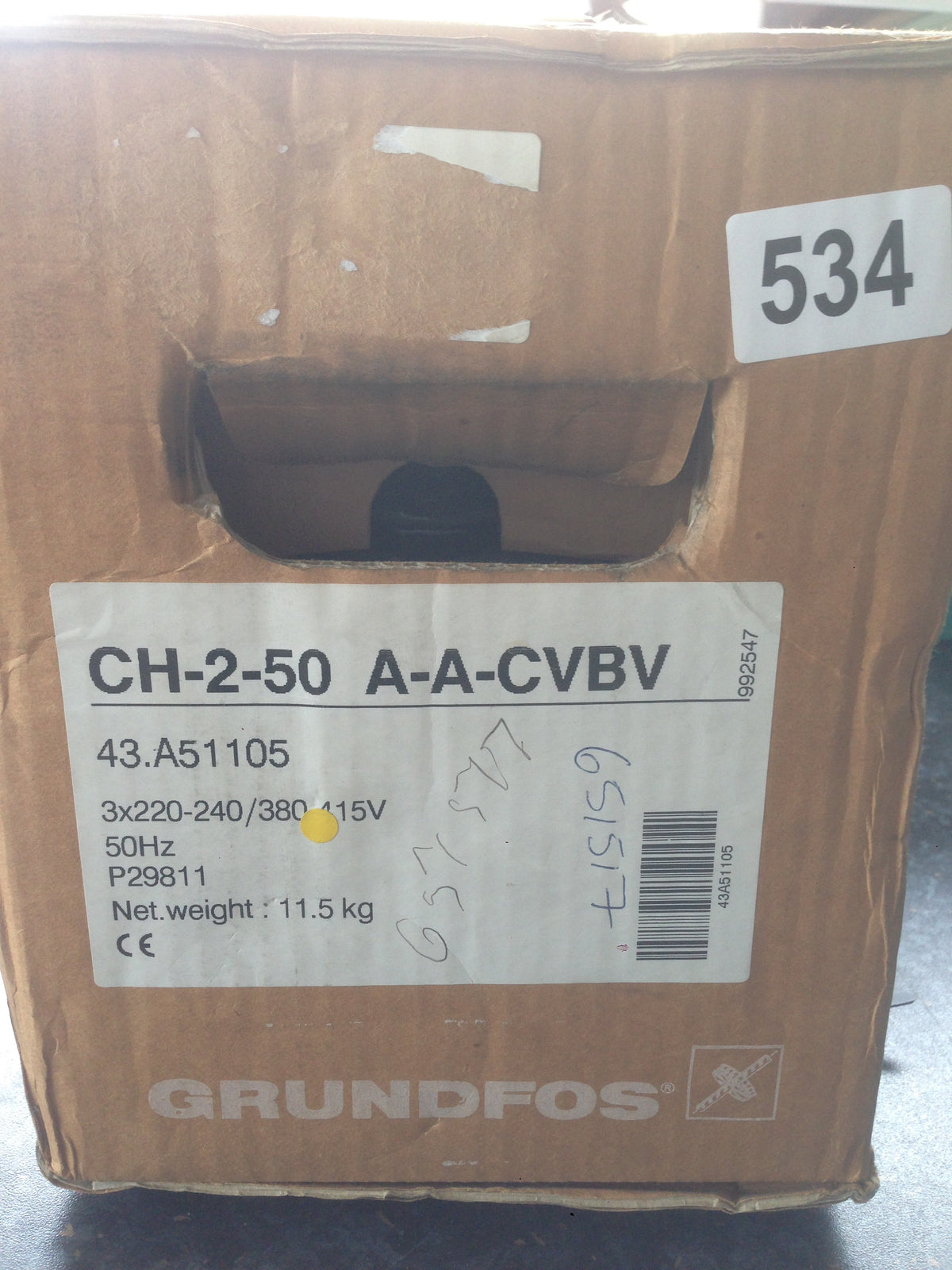 Grundfos CH2 50 A-A-CVBV Horizontal Multistage Pump 240v #534